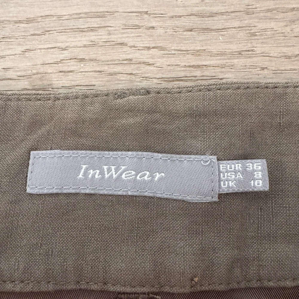 InWear silk/linen blend button down beige skirt size 8
